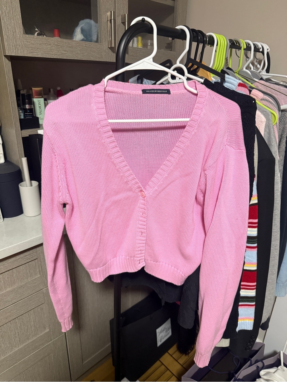 RARE Brandy Melville bubblegum pink cropped sweater